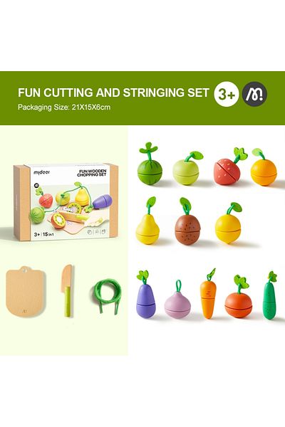 Mideer Wooden Fruit and Vegetable Cutting Machine Set of 15 Pieces