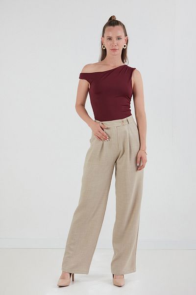 Fulla Moda Bluză cu o singură mânecă cu draperii laterale