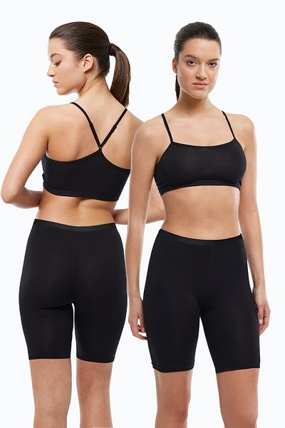 Malabadi Leggings de damă, 2 bucăți, negri, fără urme, modal, cu talie înaltă 2M113