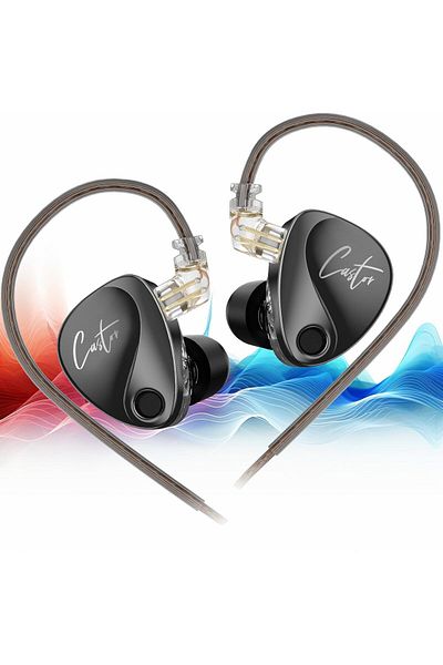 KZ KZ Castor In Ear 2DD Headphones, dynamic adjustable armature Xtra Bass, HiFi, noise canceling, Black