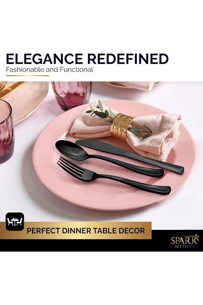 anyway Siyah Plastik Çatal Kaşık Bıçak Seti 300 Parça – Dayanıklı ve Şık Tek Kullanımlık Parti Seti-