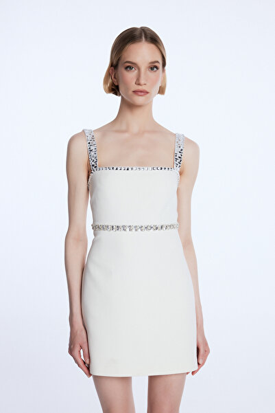 adL Mert Aslan Taş Detaylı Mini Elbise