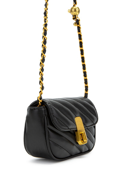 minebag Застібка Детальна Штучна шкіра Жіноча Сумка через плече Sheldon Чорна