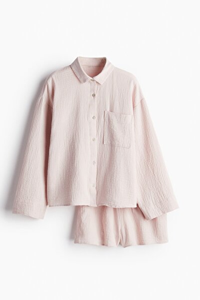 H&M Gömlek ve Şortlu Pijama Takımı