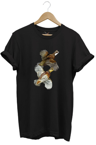 WİDİ Tricou negru cu croiala normală din bumbac 100% cu design Hunting Hunter...