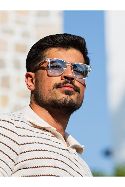 TomyHelf Kare Tasarım Leoapar Şeffaf Çerçeve Mavi Cam Güneş Gözlüğü