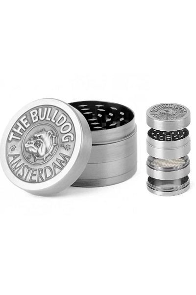 The Grinder The Bulldog Official Amsterdam cu Holograma, aluminiu silver, 4 Parti Diametru