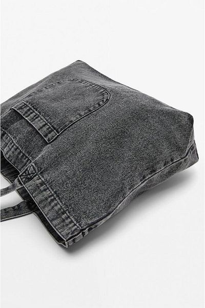 lamelif Geantă mare din denim neagră