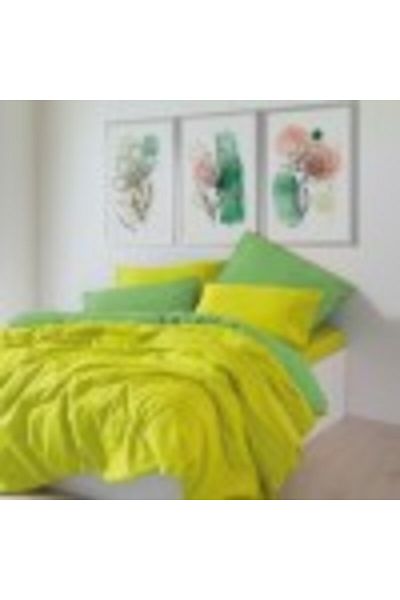 Cozy Home Double Bed Sheet Set Cotton Ranforce, Sage Yellow/Green