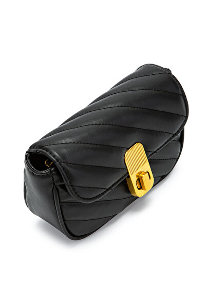 minebag Застібка Детальна Штучна шкіра Жіноча Сумка через плече Sheldon Чорна