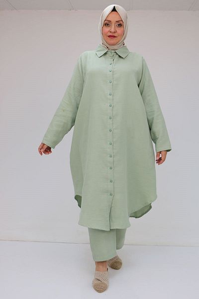 Eslina 57047 Large Size Muslin Trousers Set - Nefti