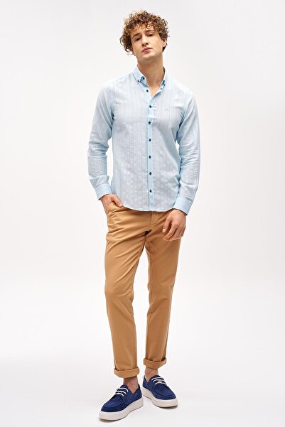 İgs Чоловіча синя сорочка Dynamic Fit з ґудзиками на комірі