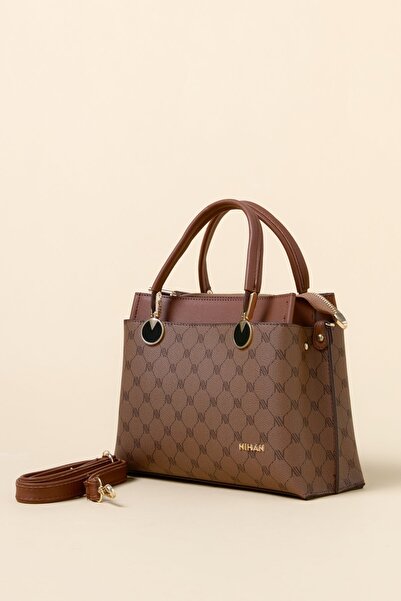 Nihan Metal Aksesuarlı Tote Çanta Taba