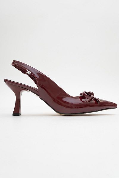 CCWAY AYAKKABI Women's High Heel Shoes Claret Red Patent Leather