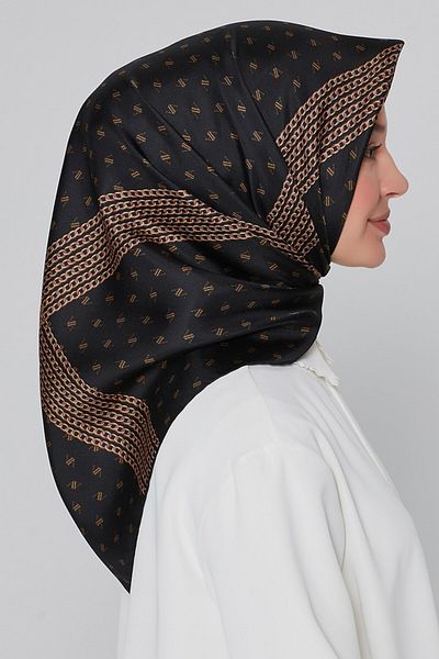 Armine Σειρά Nostalgia Μεταξωτό Φουλάρι Twill 8113D-06 Γεωμετρικό Μοτίβο Μαύρο