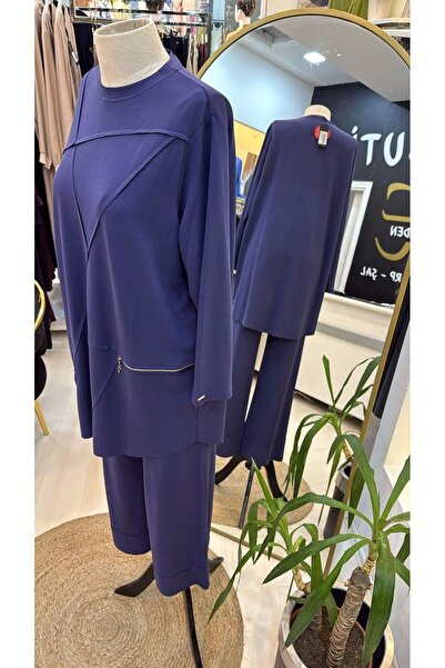 Invee Invee Zipper Detail Pants Suit 7111 Indigo