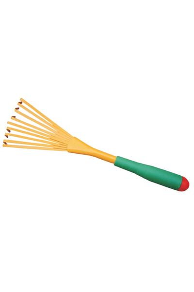 flores Mini rake, 9 tines, green - yellow, 390 mm