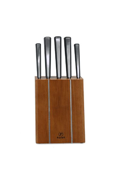 Parfait High Quality Kitchen Knife Set with Wooden Stand Multicolor