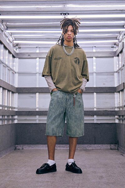 Pull & Bear Melanjlı denim skater bermuda