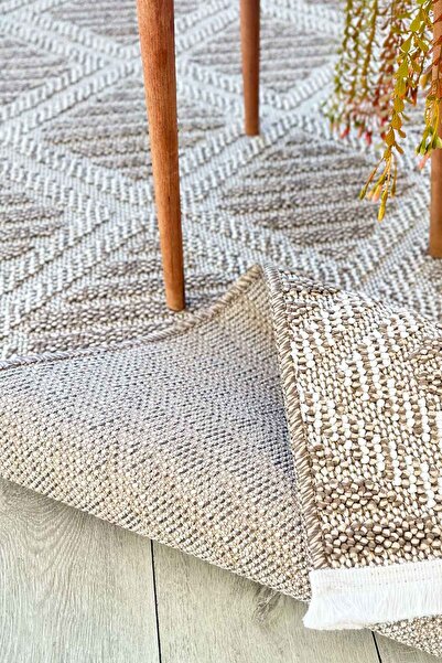 Decomia Home Lola İskandinav Dokuma Bukleli Vizon Kahve Modern Salon Halısı Mutfak Halısı Koridor Halısı Yolluk