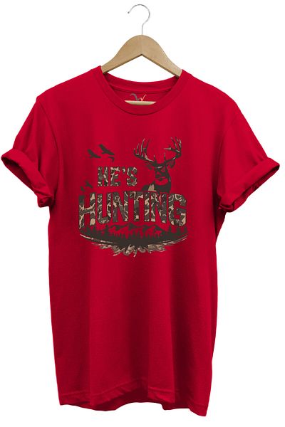 WİDİ Camouflage Pattern Hunting Text and Deer Printed 100% Cotton Comfortable Fit Premium T-Shirt
