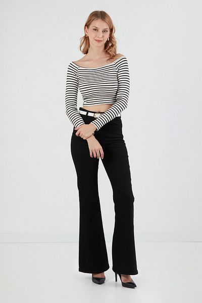 Fulla Moda Ριγέ μπλούζα Madonna Collar Lycra Crop