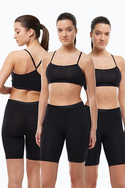 Malabadi Leggings de damă, 3 bucăți, negri, fără urme, modal, cu talie înaltă 3M113