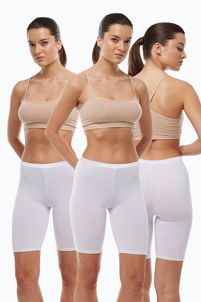 Malabadi Leggings de damă, 3 bucăți, alb, fără urme, modal, cu talie înaltă 3M113