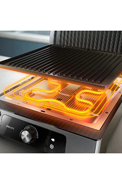 Philips 2200W 5000 Series Analog Contact Grill Silver and Black