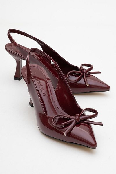 CCWAY AYAKKABI Women's High Heel Shoes Claret Red Patent Leather