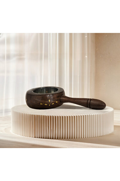 KARAKER مبخرة هندية خشبية بمقبض عملي ووعاء معدني مقاوم للحرارة تصميم أنيق