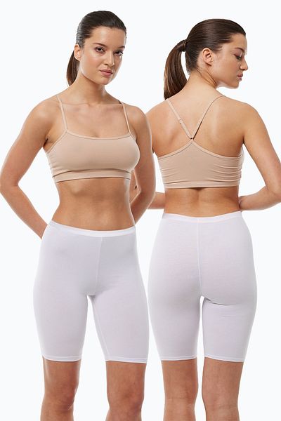 Malabadi Leggings de damă, 2 bucăți, alb, fără urme, modal, cu talie înaltă 2M113