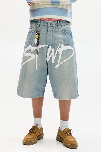 Pull & Bear STWD super baggy denim bermuda
