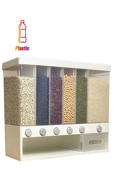 Generic 6-Grid Food Dispenser for Dry Food Fruit Storage Box White