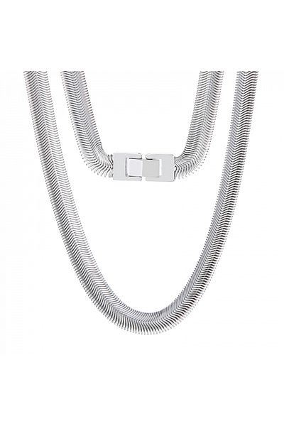 Tessero Lant Hip Hop model Snake Chain, otel inoxidabil, placat cu aur 18K, inchidere cu clips, 60 cm, 8mm,