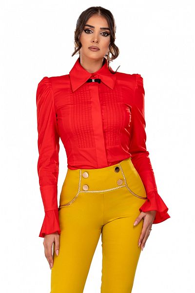 Atmosphere Fashion Red shirt with bell sleeves