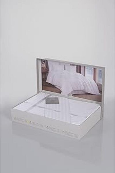 NETWORK ART Güvenal Deluxe Cotton Satin Double Boxed Duvet Cover Set Satin Duvet Cover Dowry Deluxe20, Be