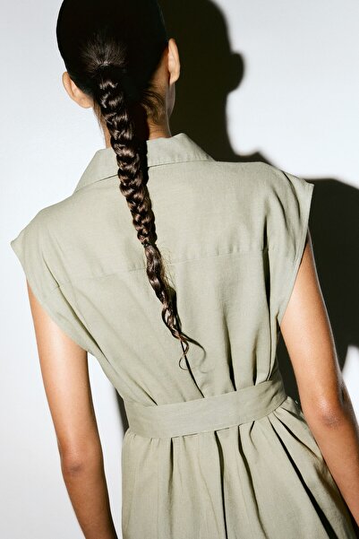 H&M Keten Karışımlı Gömlek Elbise