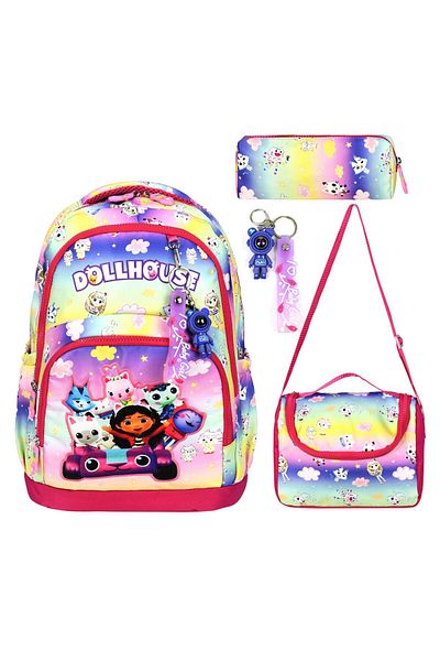 YİGİT BUTİK Yigit Boutique Gabby's Dollhouse Printed Triple Girl's Primary School Bag Set