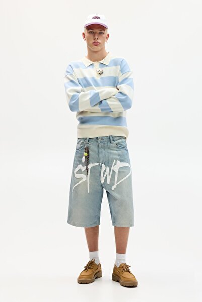 Pull & Bear STWD super baggy denim bermuda