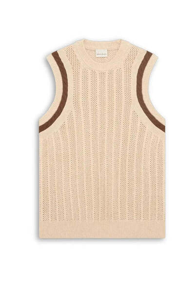 American Rag Cie Cream Colored Cable Knit Vest for Men |   95% Cotton, 5% Cashmere