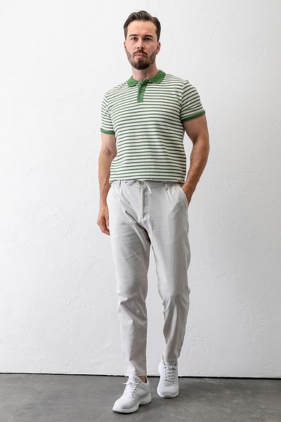 JB John Borners Men's Adjustable Waist Pocket Jogger Trousers Stone - 5060
