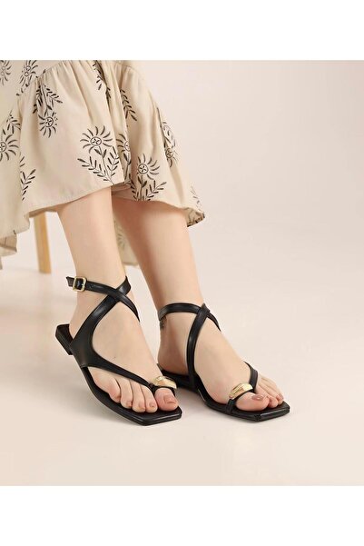 BAYRAMOĞLU KUNDURA BYK Flip Flops GOLD SANDALE CU DETALII DE PIATĂ CU LEGARE ...