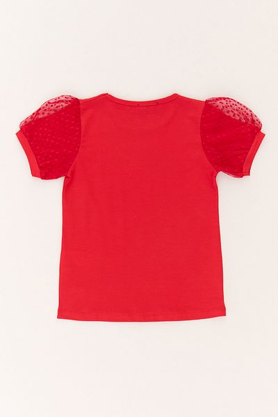 Fulla Moda Basic Sleeve Tulle Detailed Girl's Blouse