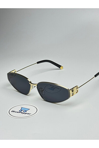 BluePepper نظارات شمسية بالانس سوداء بإطار ذهبي 60 ecartman
