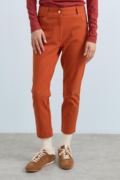 Nihan Dinamik 5 Cepli Dar Paça Gabardin Pantolon Turuncu