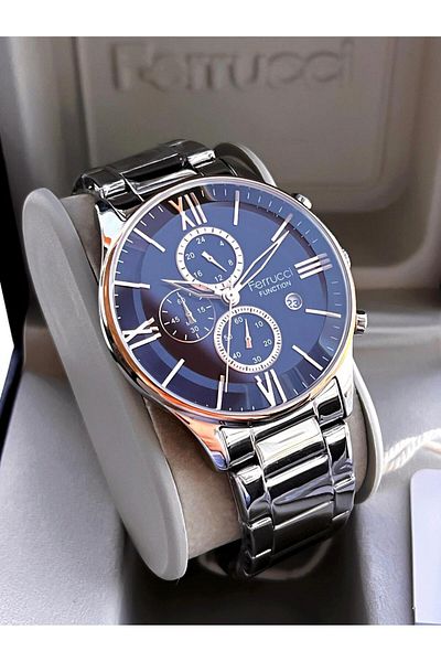 Ferrucci Inner Functions Active Calendar and Day 30m Water Resistant Steel Cord Men's Wrist Watch Vs.Bl