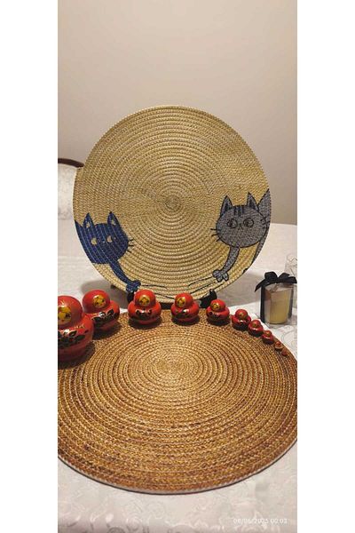 CKV CENTER Placemat Runner 6-Piece Presentation Plate Dowry Set Knitted Plate Bottom Fireproof