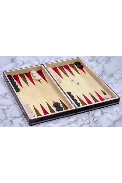 ROmde ROmde™ Wooden Chess and Backgammon Game, 44x44 cm, Black and White, Without Floral Decorations