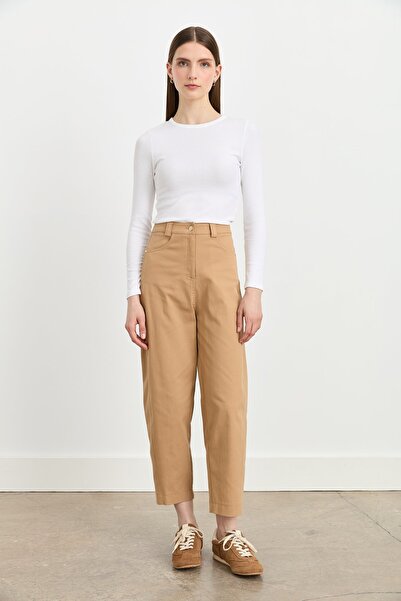 Nihan Havuç Kanvas Denim Pantolon Camel